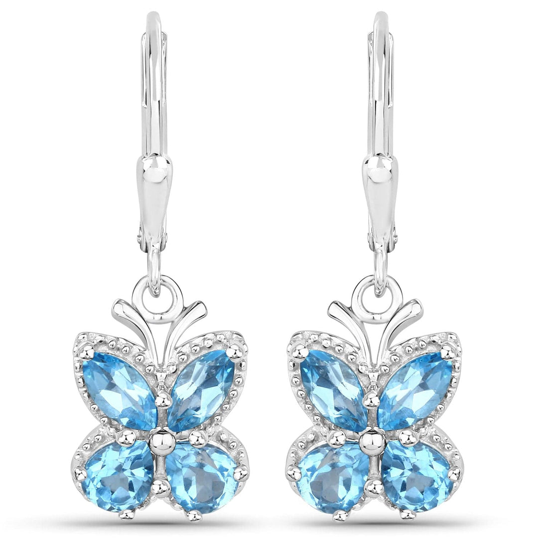 Quintessence Fine Fashion Jewelry-Earrings Topaz Gemstone Butterfly Earrings in Sterling Silver-Amethyst, Garnet, Peridot or Topaz
