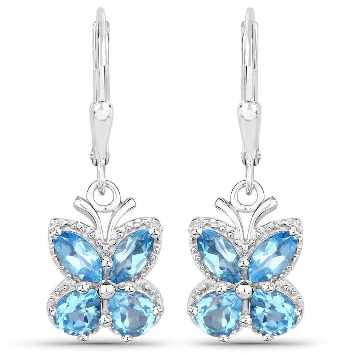 Quintessence Fine Fashion Jewelry-Earrings Topaz Gemstone Butterfly Earrings in Sterling Silver-Amethyst, Garnet, Peridot or Topaz