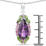 Quintessence Fine Fashion Jewelry-Necklace Unique Multi-Gemstone Pendant in Sterling Silver