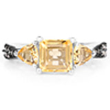 Quintessence Fine Fashion Jewelry-Ring Genuine Citrine and Champagne Diamond Ring 3ct in Sterling Silver Size 7