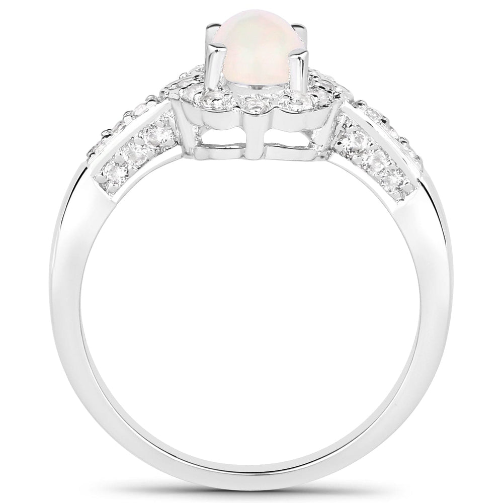 Quintessence Fine Fashion Jewelry Ring Genuine Opal and Topaz Sterling Silver Ring