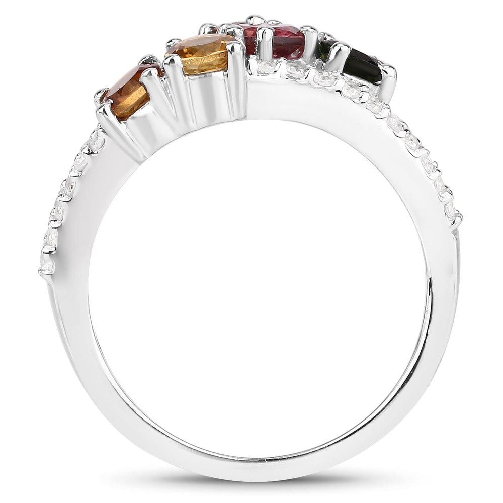 Quintessence Fine Fashion Jewelry Ring Multi-Colored Tourmaline Cocktail Ring in Sterling Silver-Colorful Beauty!