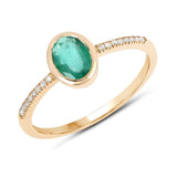 Quintessence Fine Jewelry Rings 7 Emerald and Diamond Ring in 14K Yellow Gold Sleek and Modern