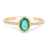 Quintessence Fine Jewelry Rings 7 Emerald and Diamond Ring in 14K Yellow Gold Sleek and Modern