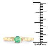 Quintessence Fine Jewelry Rings Dainty Emerald and Diamond Ring in 14K Yellow Gold, Genuine