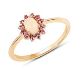 Quintessence Fine Jewelry Rings Opal and Pink Tourmaline Ring-Dainty and Sweet, Perfect for October Babies!