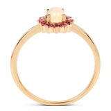 Quintessence Fine Jewelry Rings Opal and Pink Tourmaline Ring-Dainty and Sweet, Perfect for October Babies!