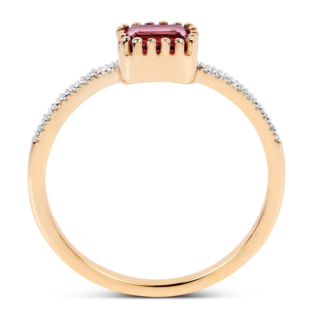 Quintessence Fine Jewelry Rings Pink Tourmaline and Diamond Ring 14K Yellow Gold Unique