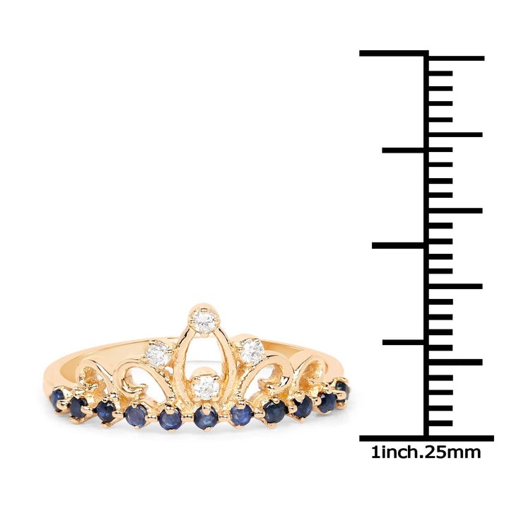 Quintessence Fine Jewelry Rings Sapphire and Diamond Tiara Ring in 14K Yellow Gold