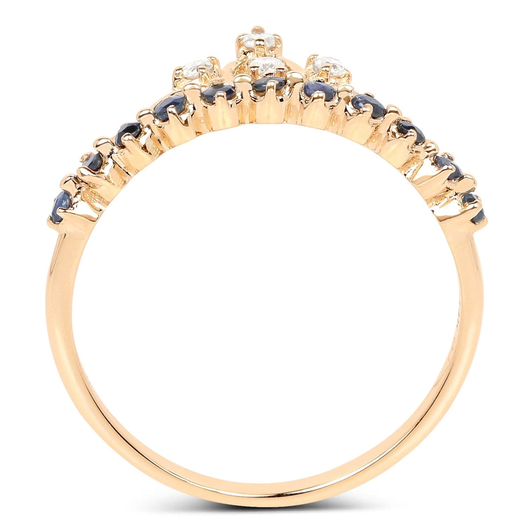 Quintessence Fine Jewelry Rings Sapphire and Diamond Tiara Ring in 14K Yellow Gold