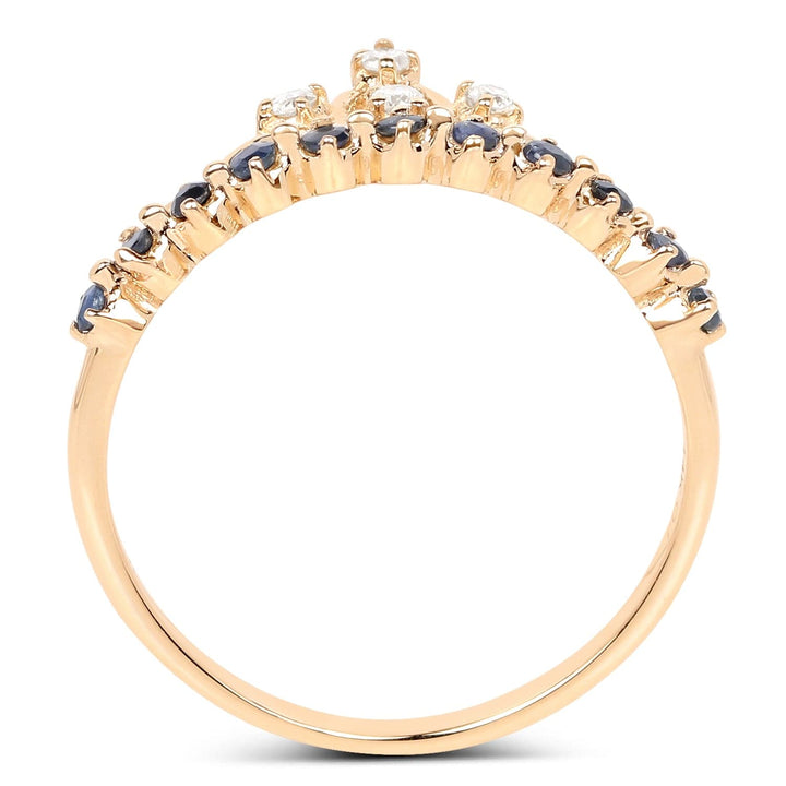Quintessence Fine Jewelry Rings Sapphire and Diamond Tiara Ring in 14K Yellow Gold