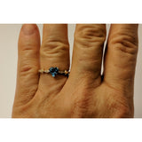 Quintessence Fine Jewelry Rings Topaz Ring Blue Topaz Heart Ring with Twinkling Diamonds in 14K Yellow Gold