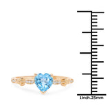 Quintessence Fine Jewelry Rings Topaz Ring Blue Topaz Heart Ring with Twinkling Diamonds in 14K Yellow Gold