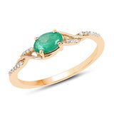 Quintessence Fine Jewelry Rings Zambian Emerald with Diamonds in 14K Gold, Exquisite yet Affordable!