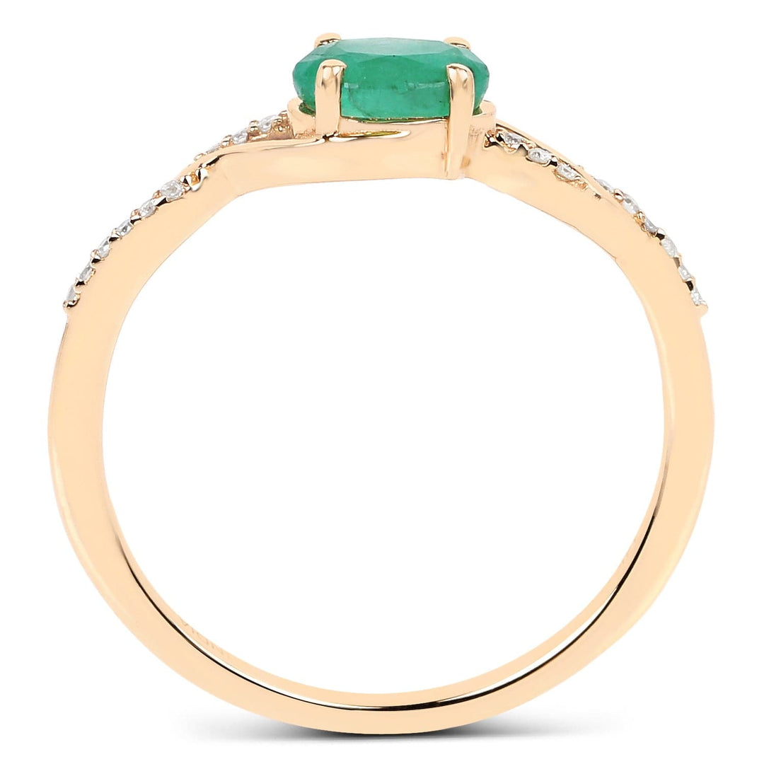 Quintessence Fine Jewelry Rings Zambian Emerald with Diamonds in 14K Gold, Exquisite yet Affordable!