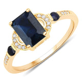 Blue Sapphire and Diamond Ring in 14K Gold