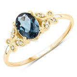 QUintessence Rings Yellow 14K London Blue Topaz and Diamond Butterfly Ring in 14K Gold