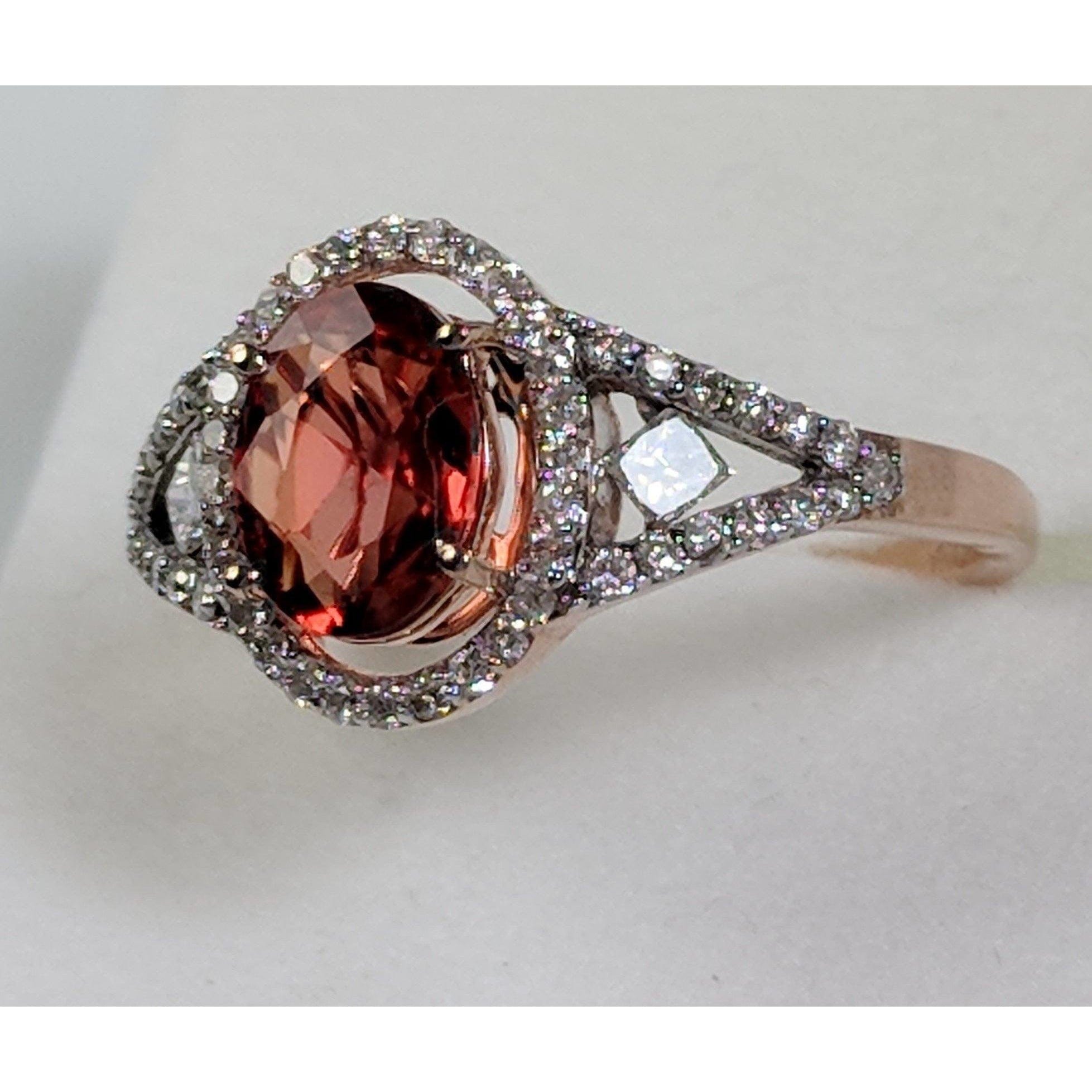 Rare 1.53ct Unheated Natural Orange Sapphire with .31cts Diamonds in 14K Rose Gold - The Pink Pigs, A Compassionate Boutique