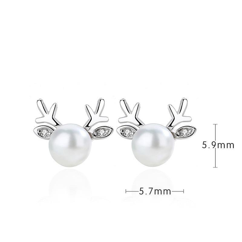 Deer Pearl Necklace and Earrings in 925 Sterling Silver - The Pink Pigs, A Compassionate Boutique