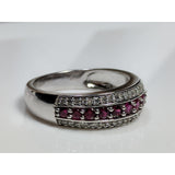 Rhodolite Garnet and Diamond Eternity Style Ring in 10K White Gold, sz 7, Beautiful! .61ctw - The Pink Pigs, A Compassionate Boutique
