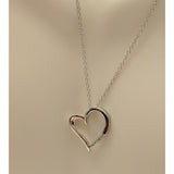 Romantic Heart Necklace with Diamond Accents in Solid Silver - The Pink Pigs, A Compassionate Boutique