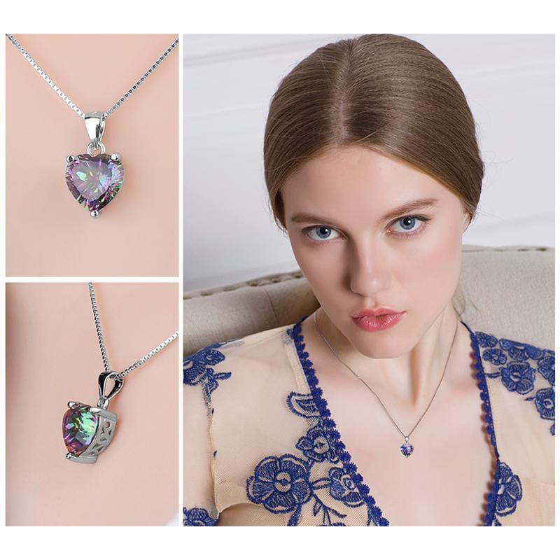 Romantic Mystic Topaz Heart Necklace and Ring, Blaze of Brilliant Colors! - The Pink Pigs, Animal Lover's Boutique