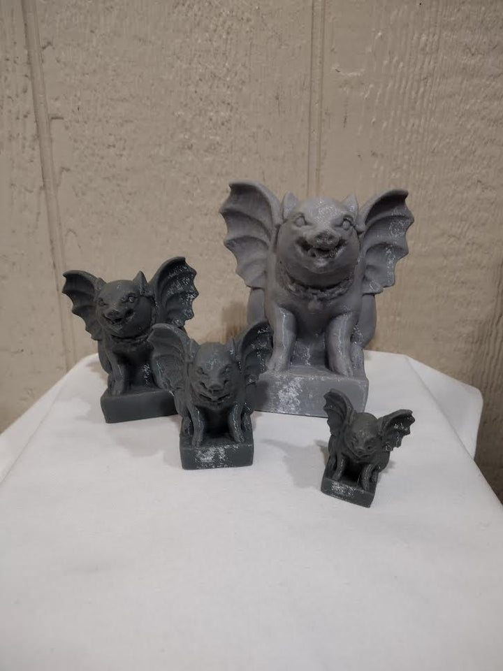 Rooterville A Sanctuary Inc gargoyle pig Gray Lg 11.95 XS 3.95 XXS 2.95 Flying Gargoyle Pigs Handmade in the USA on 3D Printer!