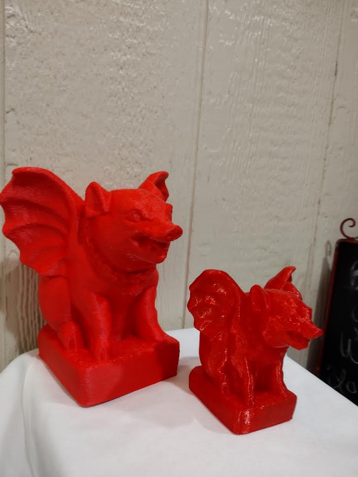 Rooterville A Sanctuary Inc gargoyle pig Large red Flying Gargoyle Pigs Handmade in the USA on 3D Printer!