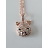 CZ Pig Pendant Sterling Silver or Stainless Steel for Men-Rose Gold Plated