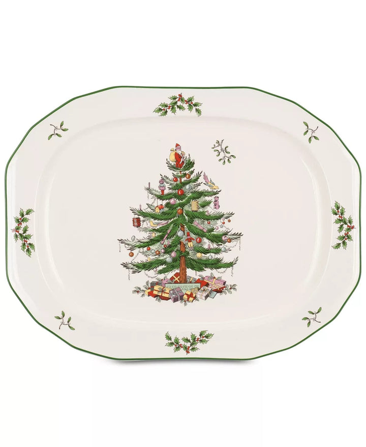 ROYAL WORCESTER-SPODE/PORTMEIRION CHRISTMAS Spode Christmas Tree 14" Oval Platter Porcelain Dishwasher, microwave and freezer safe Imported