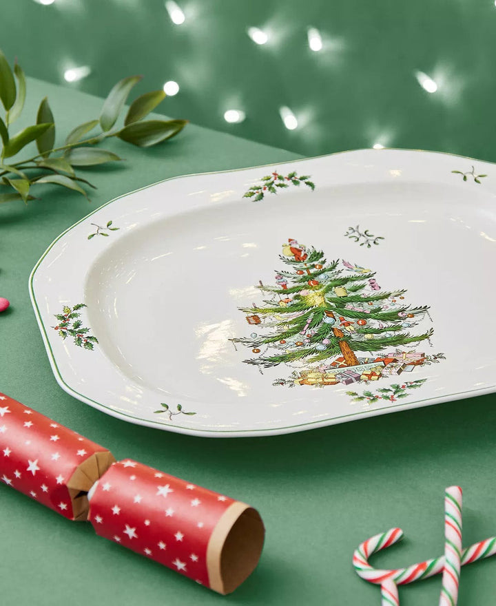 ROYAL WORCESTER-SPODE/PORTMEIRION CHRISTMAS Spode Christmas Tree 14" Oval Platter Porcelain Dishwasher, microwave and freezer safe Imported