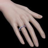 Sapphire and Diamond Eternity Band in 18K White Gold-Flower Motif - The Pink Pigs, A Compassionate Boutique
