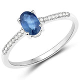 Sapphire and Diamond Ring in 14K White Gold-Elegant & Minimalist - The Pink Pigs, A Compassionate Boutique