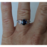Sapphire, Morganite and Diamond Ring in 10K White Gold, Gorgeous & Unusual!