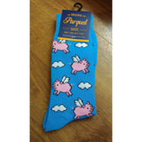 Seleni NY Apparel Blue Men's Crew Socks-Pigs, Police, Camo, Dogs, CUTE!