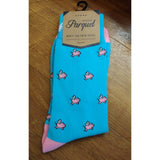 Seleni NY Apparel Lt Blue Men's Crew Socks-Pigs, Police, Camo, Dogs, CUTE!