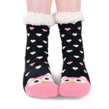 Selini Apparel Owl Blk/Pink Ladies & Girls Slipper Socks, Thick & Fuzzy Sherpa Slipper Socks, 5 Varieties SZ 4-10shoe