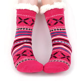 Selini Apparel Pink Ladies & Girls Slipper Socks, Thick & Fuzzy Sherpa Slipper Socks, 5 Varieties SZ 4-10shoe