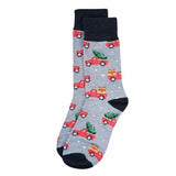 Selini Socks Gray farm truck Mens Christmas socks