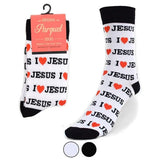 Selini Socks I Love Jesus or Bible Faith Inspired Christian Crew Socks for Men or Women