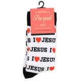 Selini Socks I Love Jesus or Bible Faith Inspired Christian Crew Socks for Men or Women