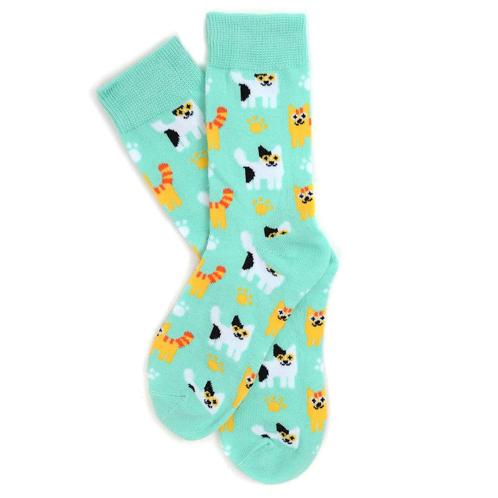 Selini Socks Kitten Cats All Over Crew Socks, 2 Colors, Quality, Unisex