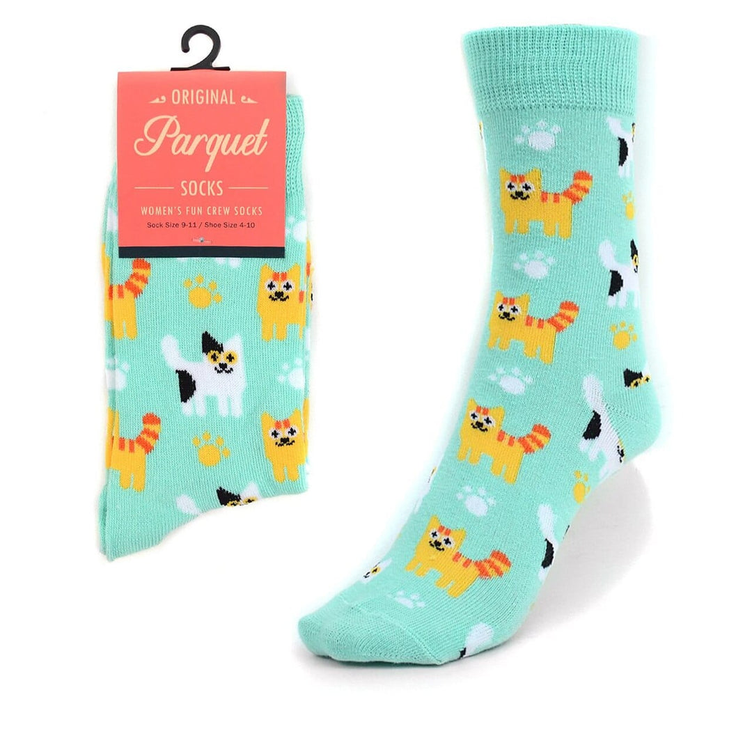 Selini Socks Kitten Cats All Over Crew Socks, 2 Colors, Quality, Unisex