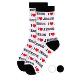 Selini Socks Men / White I Love Jesus or Bible Faith Inspired Christian Crew Socks for Men or Women