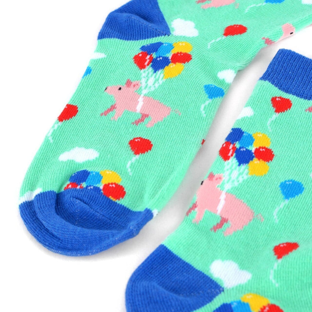 Selini Socks Women's Cute Pigs with Balloons Socks--Pigs Trying to Fly! *