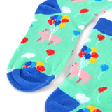 Selini Socks Women's Cute Pigs with Balloons Socks--Pigs Trying to Fly! *