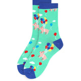 Selini Socks Women's Cute Pigs with Balloons Socks--Pigs Trying to Fly! *