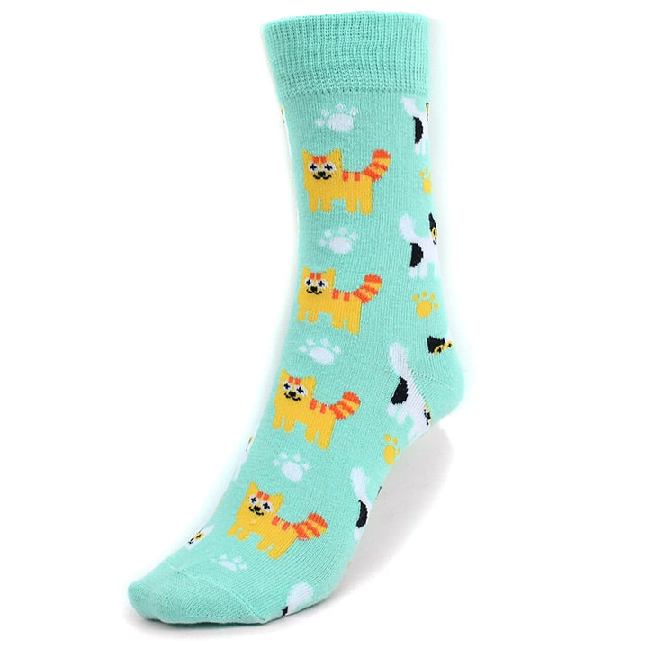 Selini Socks Womens Kitten Cats All Over Crew Socks, 2 Colors, Quality, Unisex