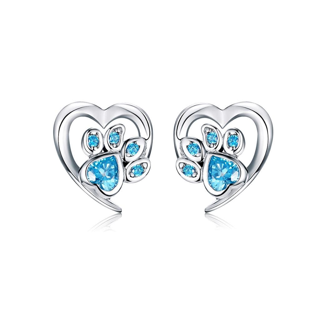 Shenzen Bagreer Alibaba Fine Fashion Jewelry-Earrings Paw earrings with CZ Paw and Heart in Sterling Silver-for Pet Lovers!