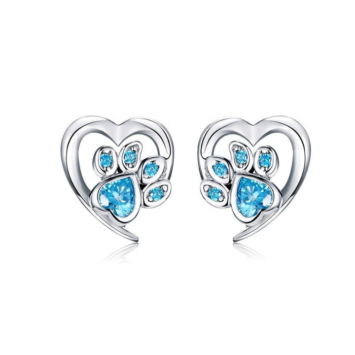 Shenzen Bagreer Alibaba Fine Fashion Jewelry-Earrings Paw earrings with CZ Paw and Heart in Sterling Silver-for Pet Lovers!